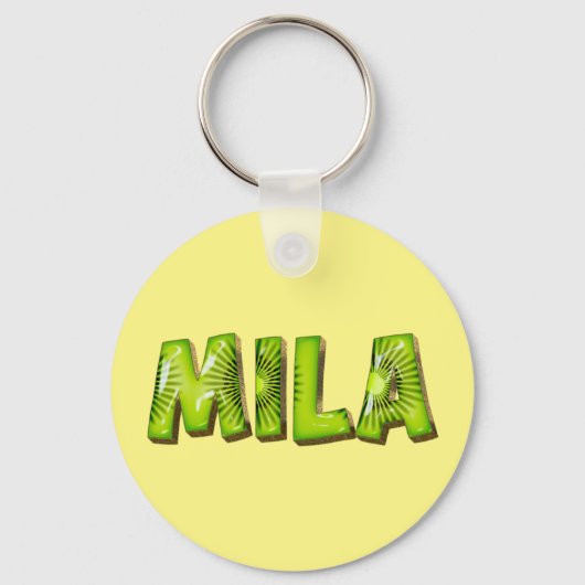 Mila Name Kiwi Design Schlüsselanhänger (Vorderseite)