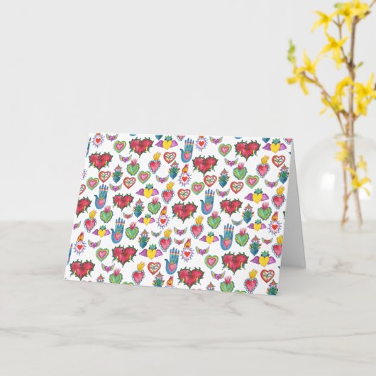 Milagros Flaming Hearts Karte (Gelbe Blume)