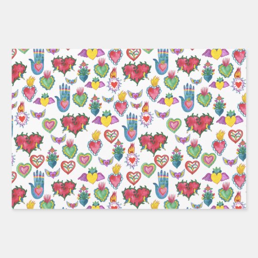 Milagros Flaming Hearts Liebe Geschenkpapier Set (Vorderseite 2)