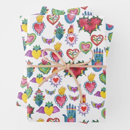 Milagros Flaming Hearts Liebe Geschenkpapier Set (Beispiel)