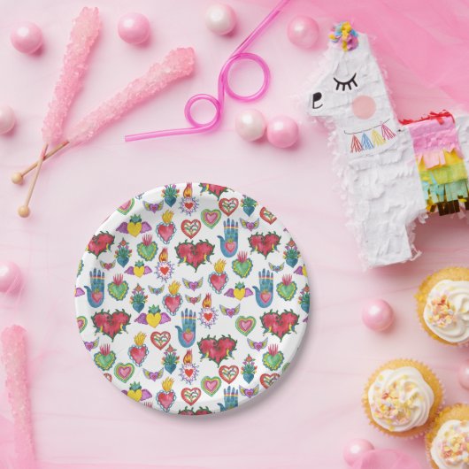 Milagros Flaming Hearts Liebe Pappteller (Party)