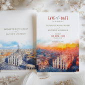 Milan Duomo Rett Date Vibranly Watercolor Sunset Einladung