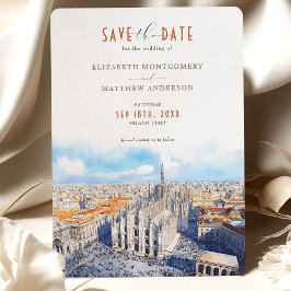 Milan Duomo Save the Date Watercolor Einladung