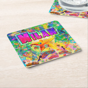 Milan Epoch Hour Achterbahn Rechteckiger Pappuntersetzer