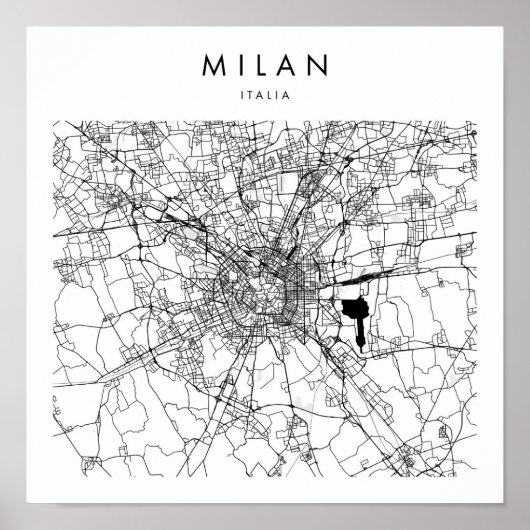 Milan Italia Minimal Modern Street Karte Poster (Vorne)