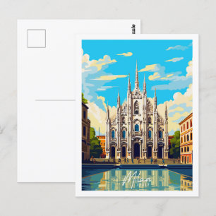 Milan Italien Vintage-Reiseort-Illustration Postkarte