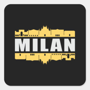 Milan Italy City Skyline Cityscape Funny Gift Quadratischer Aufkleber