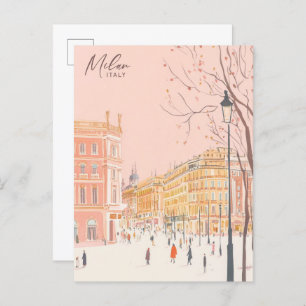 Milan Italy Gouache Paint Illustration Travel Postkarte