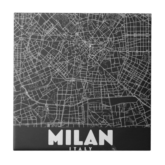 Milan Italy Retro Map Fliese (Vorderseite)