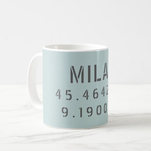 Milan Latitude Longitude Kaffeetasse (Vorderseite Links)