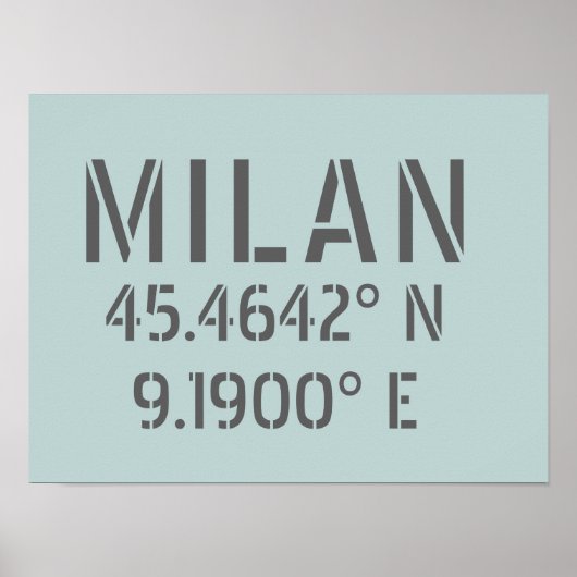 Milan Latitude Longitude Poster (Vorne)
