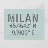 Milan Latitude Longitude Postkarte (Vorderseite)