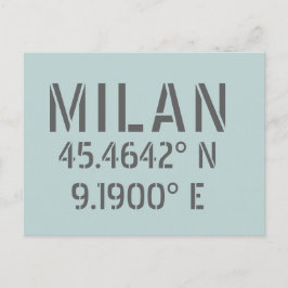 Milan Latitude Longitude Postkarte