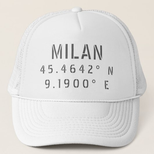 Milan Latitude Longitude Truckerkappe (Vorderseite)