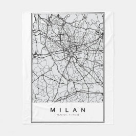 Milan Map Illustration Fleecedecke