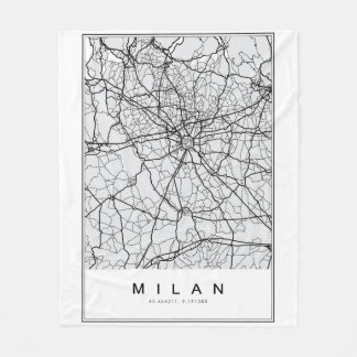 Milan Map Illustration Fleecedecke
