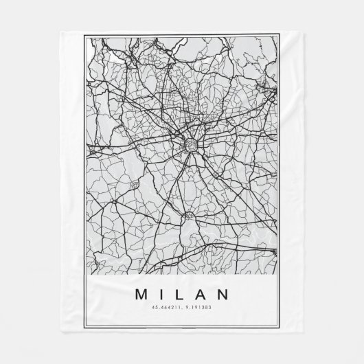 Milan Map Illustration Fleecedecke (Vorderseite)