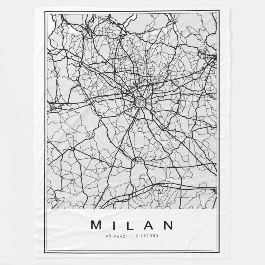 Milan Map Illustration Fleecedecke (Vorderseite)