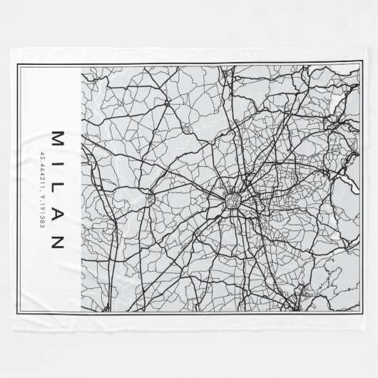 Milan Map Illustration Fleecedecke (Vorderseite (Horizontal))