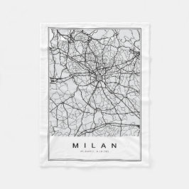 Milan Map Illustration Fleecedecke