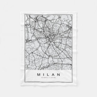 Milan Map Illustration Fleecedecke