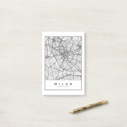 Milan Map Illustration Post-it Klebezettel (Auf Schreibtisch)
