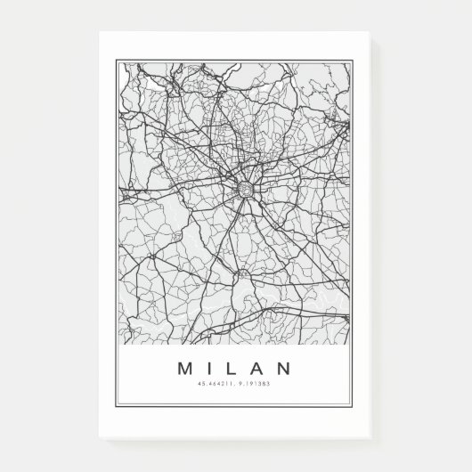 Milan Map Illustration Post-it Klebezettel (Vorderseite)