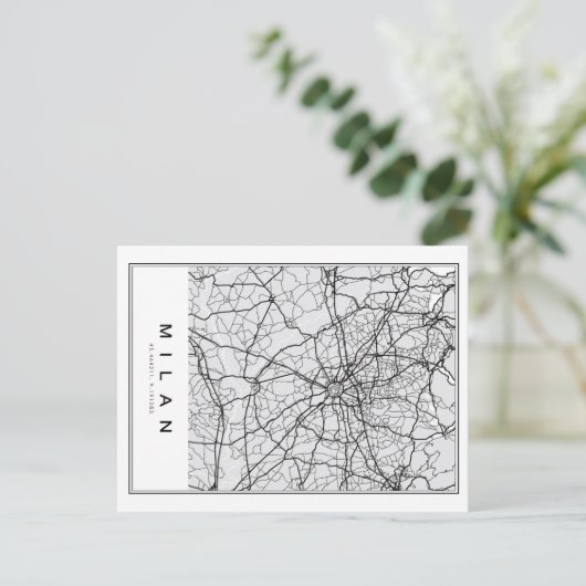 Milan Map Illustration Postkarte (Stehend Vorderseite)