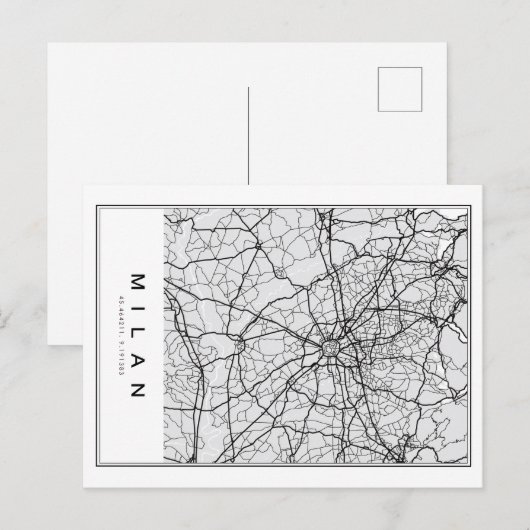 Milan Map Illustration Postkarte (Vorne/Hinten)