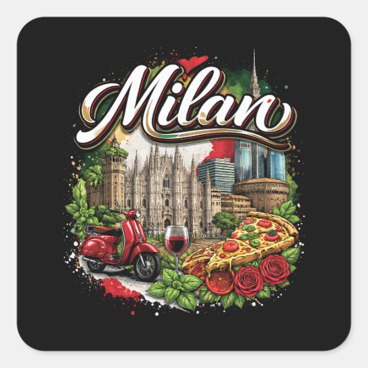 Milan Quadratischer Aufkleber (Vorderseite)