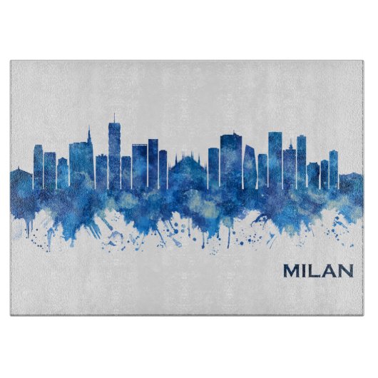 Milan Skyline Blue Schneidebrett (Vorderseite)