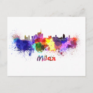 Milan Skyline in Aquarell Postkarte