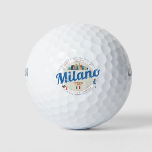 Milan Skyline Italien Vintag Fashion Lombardy Golfball (Vorderseite)