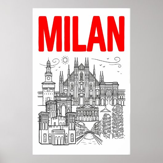 Milan Skyline Wall Art - Graphic Poster Style with (Vorne)