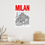 Milan Skyline Wall Art - Graphic Poster Style with (Küche)