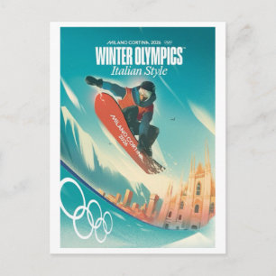Milano Cortina 2026 Vintage Skigebiet Geschenke Postkarte