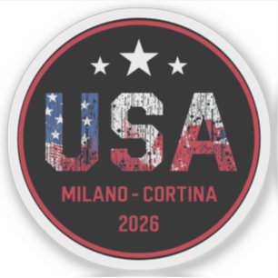Milano Cortina 2026 Vintage Skigebiet USA Hockey Aufkleber