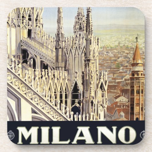 Milano Italien Gotische Kathedrale Duomo Vintage Getränkeuntersetzer (Vorderseite)