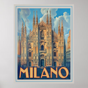 Milano, Italien Retro Poster