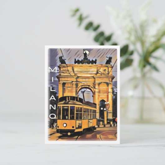 Milano - Straßenbahn e Arco della Pace - Postkarte (Stehend Vorderseite)