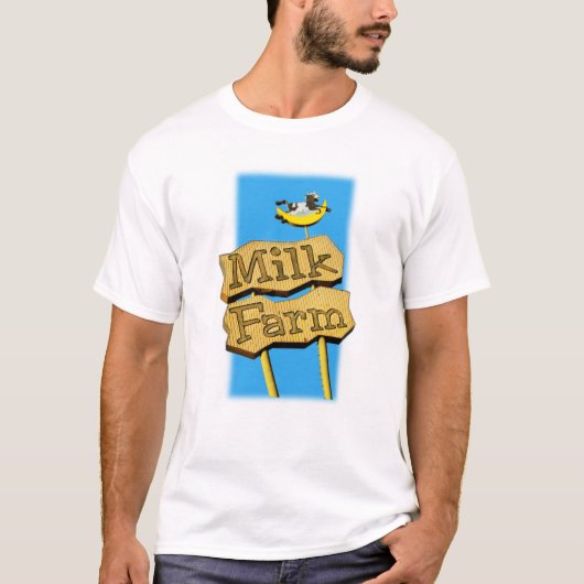 Milch-Bauernhof - blauer Himmel T-Shirt (Vorderseite)
