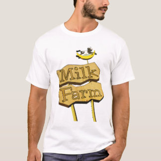Milch-Bauernhof-Vintages Neonzeichen T-Shirt