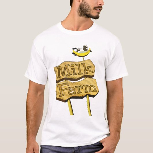 Milch-Bauernhof-Vintages Neonzeichen T-Shirt (Vorderseite)
