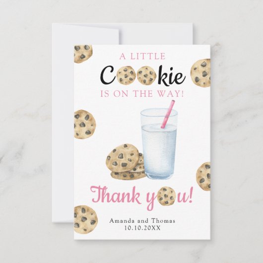 Milch & Cookies Baby-Dusche - Dankeschön Karte (Vorderseite)