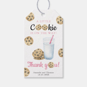 Milch & Cookies Baby-Dusche - Dankeschön Karte Geschenkanhänger