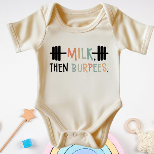 Milch Dann Burpees Lustige Fitness Gymnastik Baby Strampler