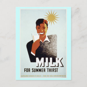 Milch für den Sommerdurst Vintage Poster Postkarte