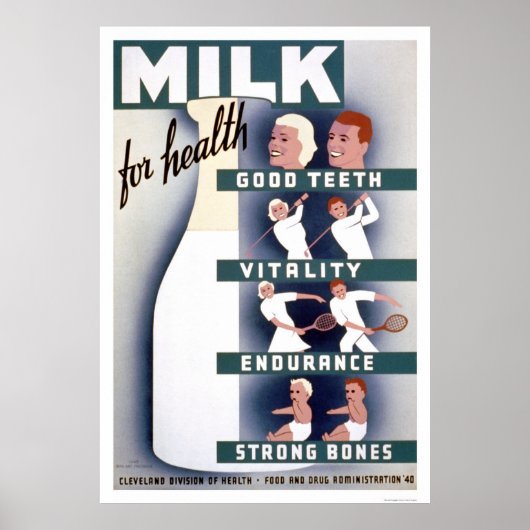 Milch für die Gesundheit 1940 WPA Poster (Vorne)