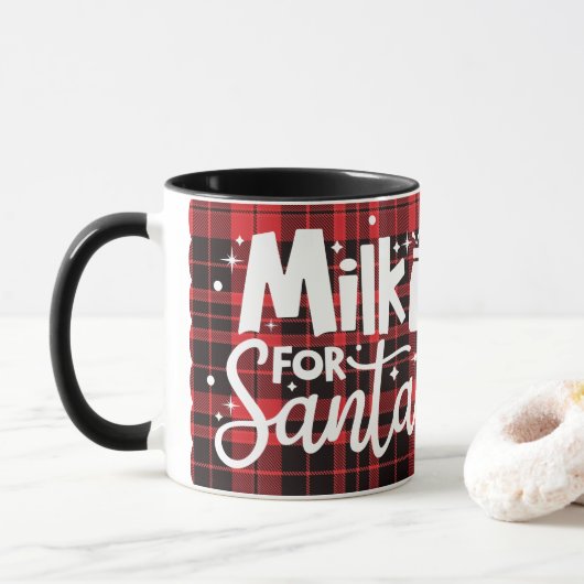 Milch für Weihnachtsfeiertage Karierte Weihnachten Tasse (Mit Donut)