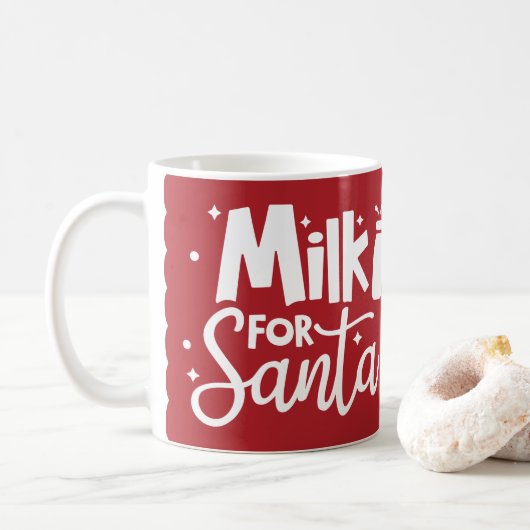 Milch für Weihnachtsfeiertage Rotes Weihnachtsfest Kaffeetasse (Mit Donut)